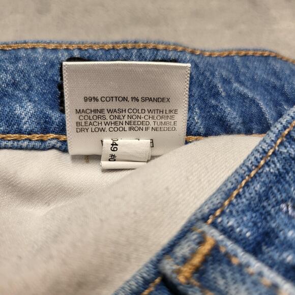 Express Jeans Womens 6 Long Blue Denim High Rise Straight Ankle Cargo Pockets - Picture 5 of 12